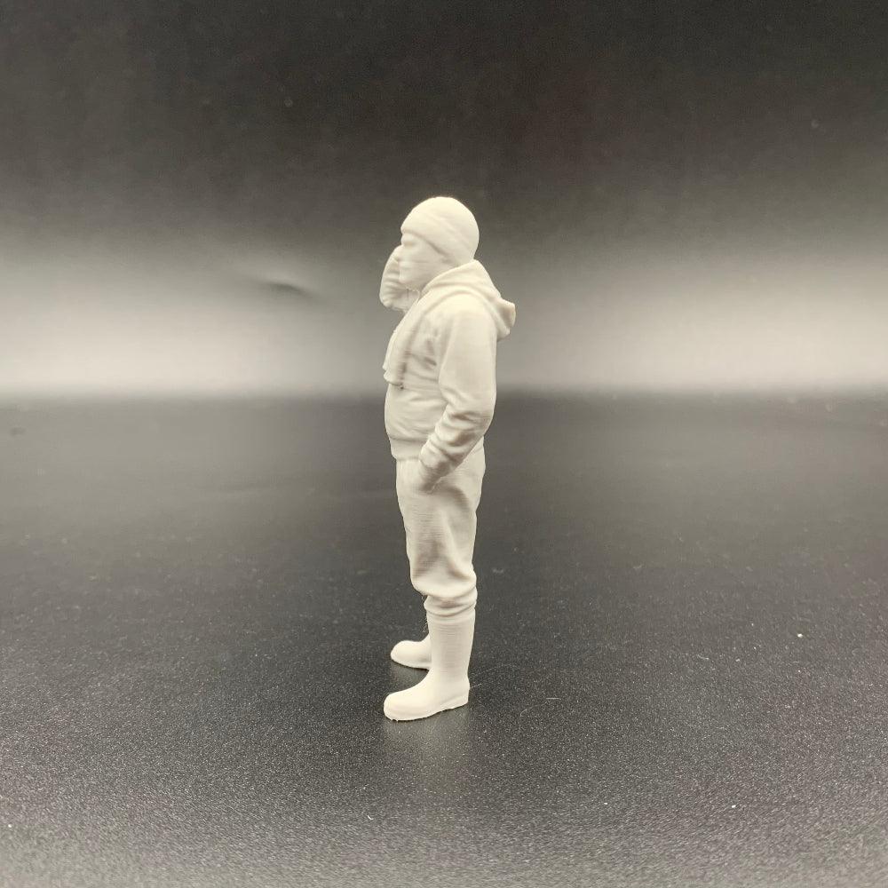 3D printed fisherman diorama figure in relaxed stance with bent arm and casual deck pose