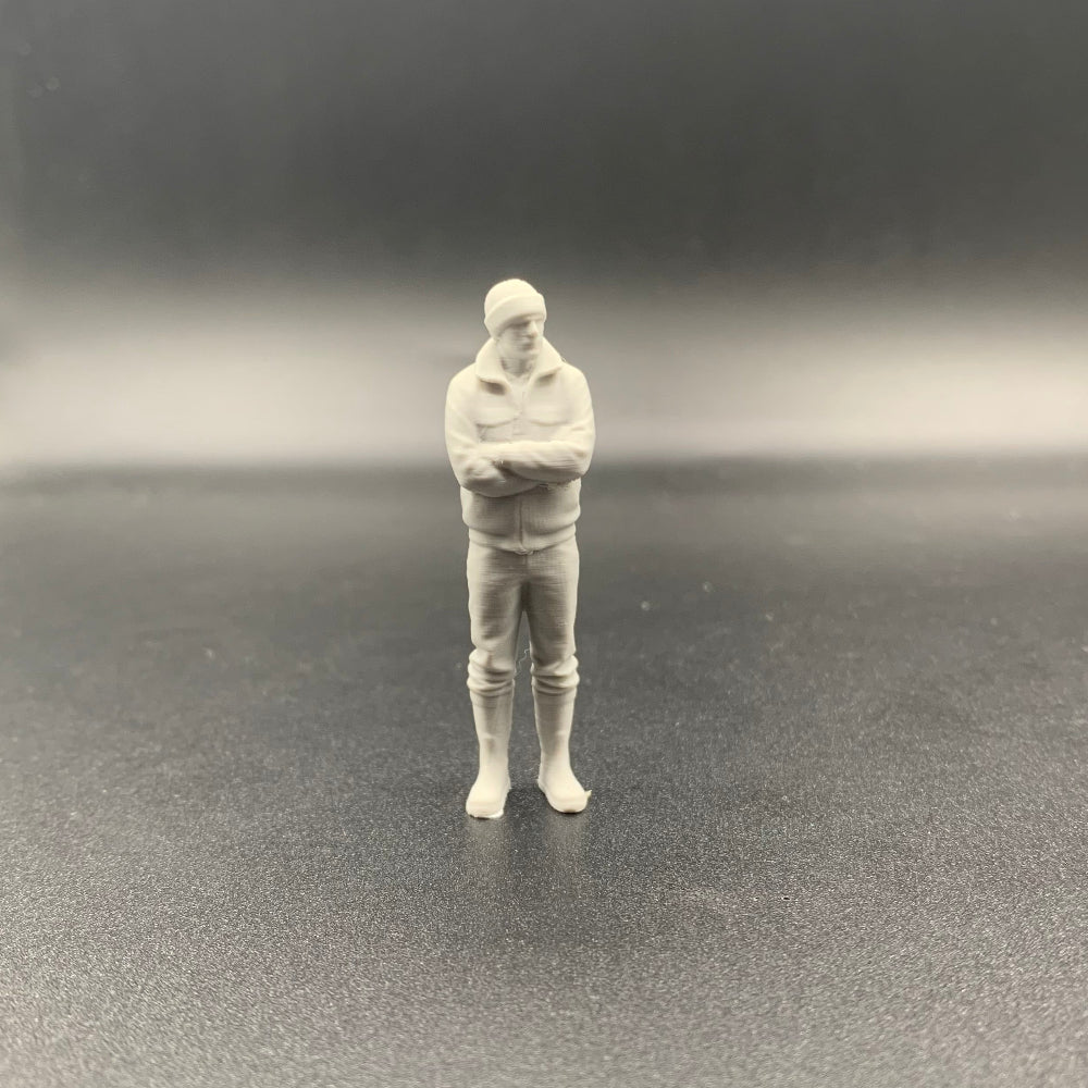 Arms folded fisherman crew figure for model boats front view