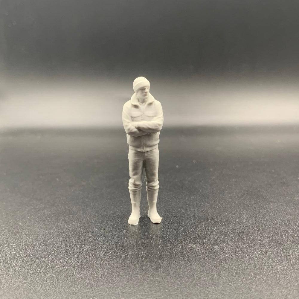 Arms folded fisherman crew figure for model boats front view