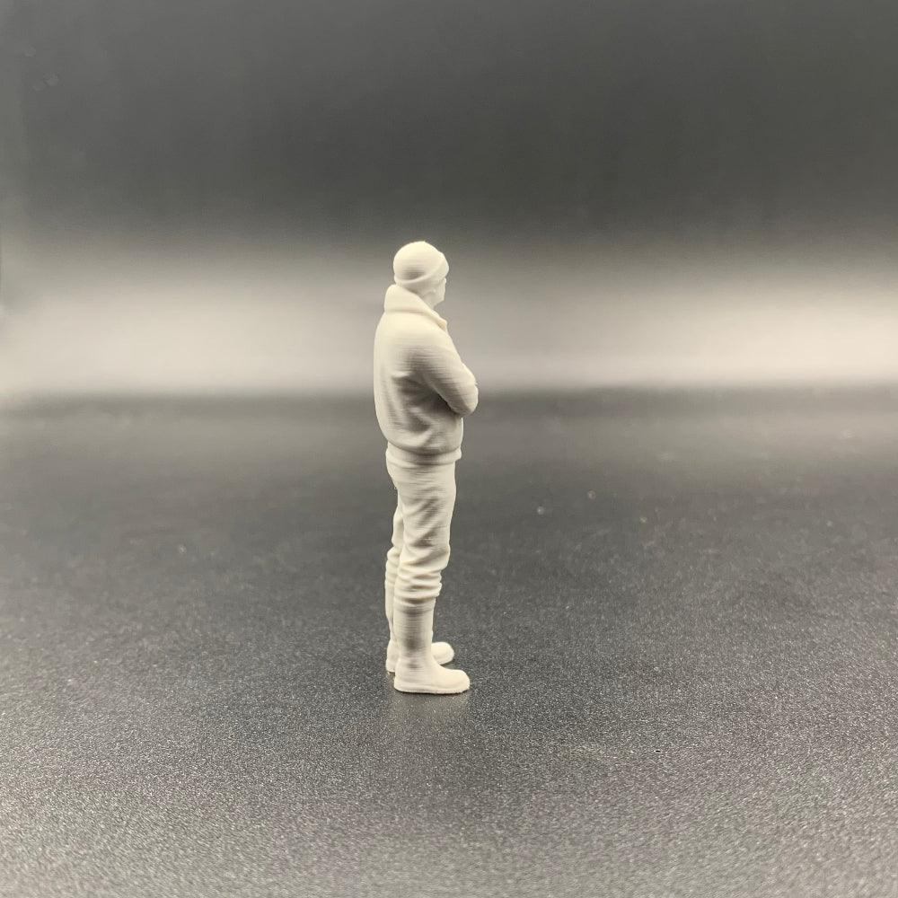 Arms folded fisherman crew figure for model boats side view