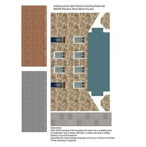 Low Relief Building Kits - Random Stone Block Houses Model Railway