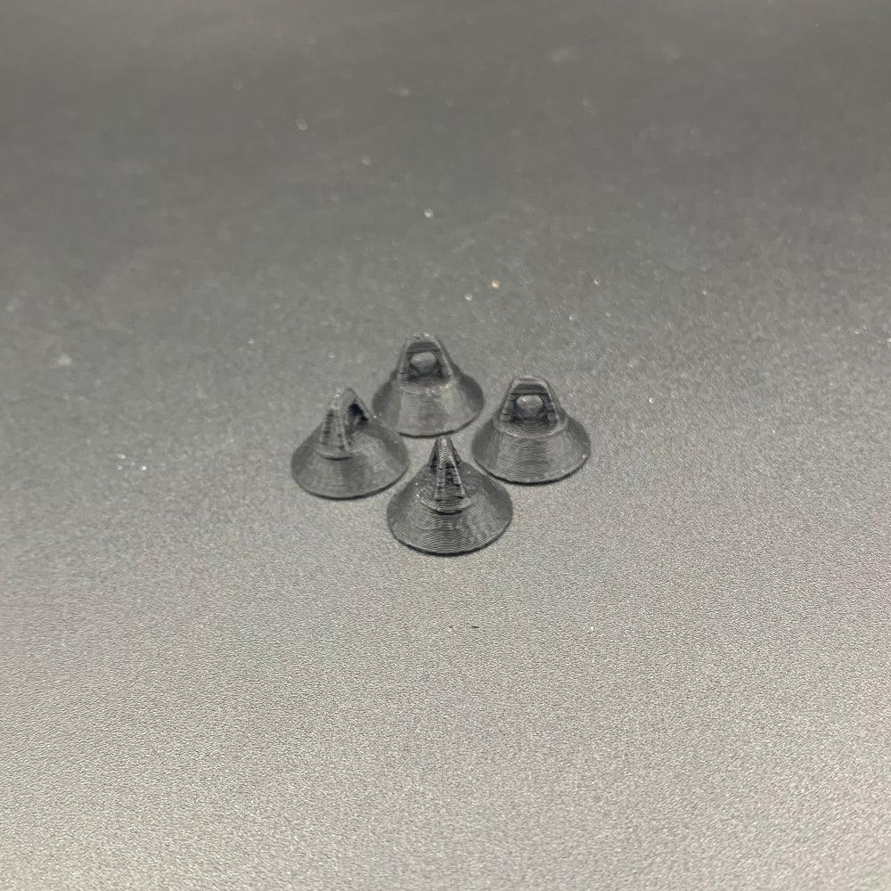 Black 3D printed rope caps for maritime model boats