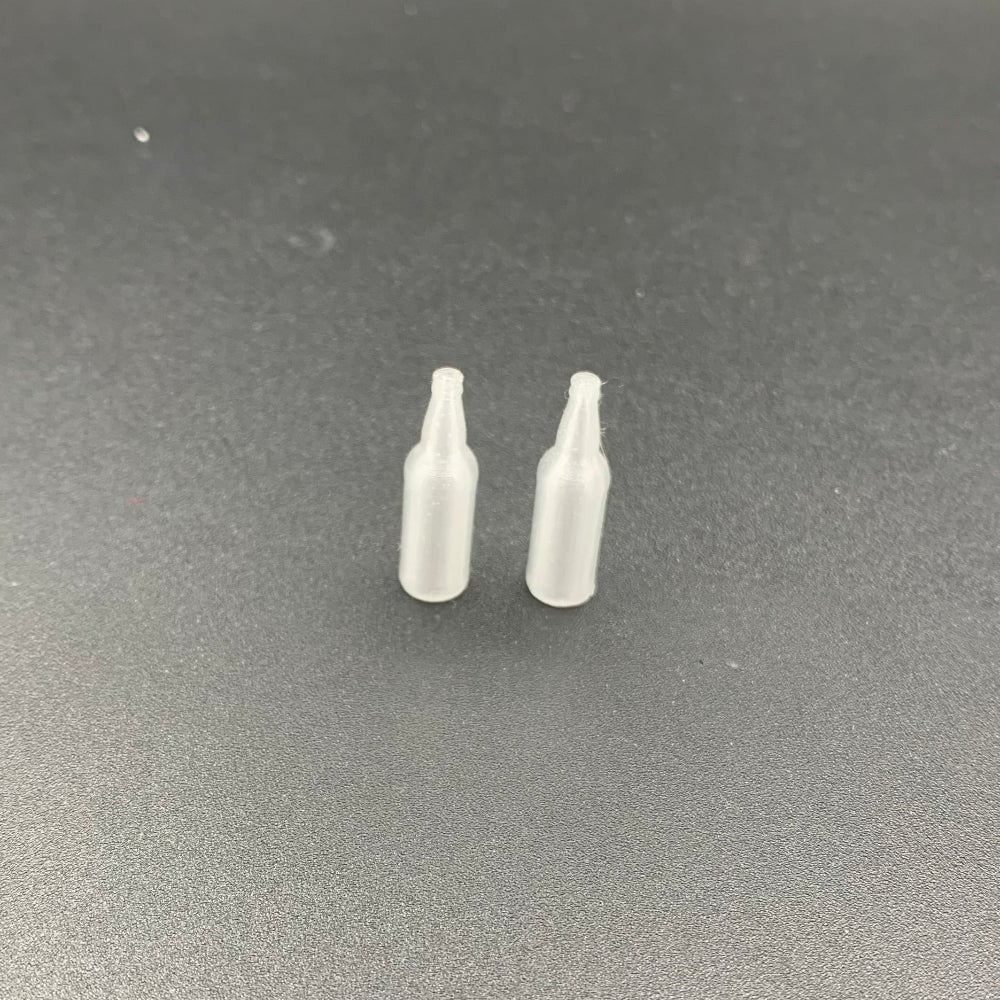 Clear Miniature beer bottles for scale models, model boats, dioramas and dollshouses