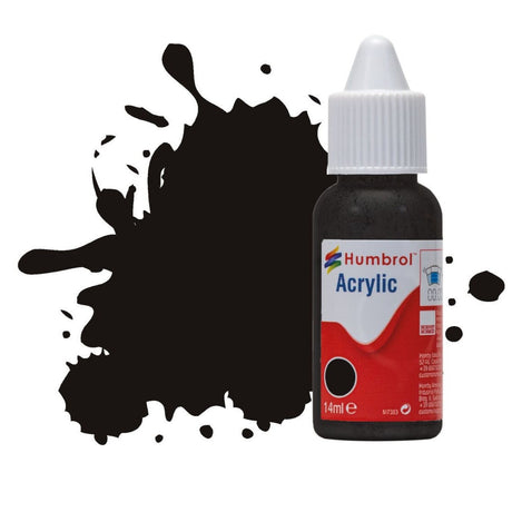 Humbrol No 201 Black Metallic 14ml Acrylic Dropper Bottle - Model Realm