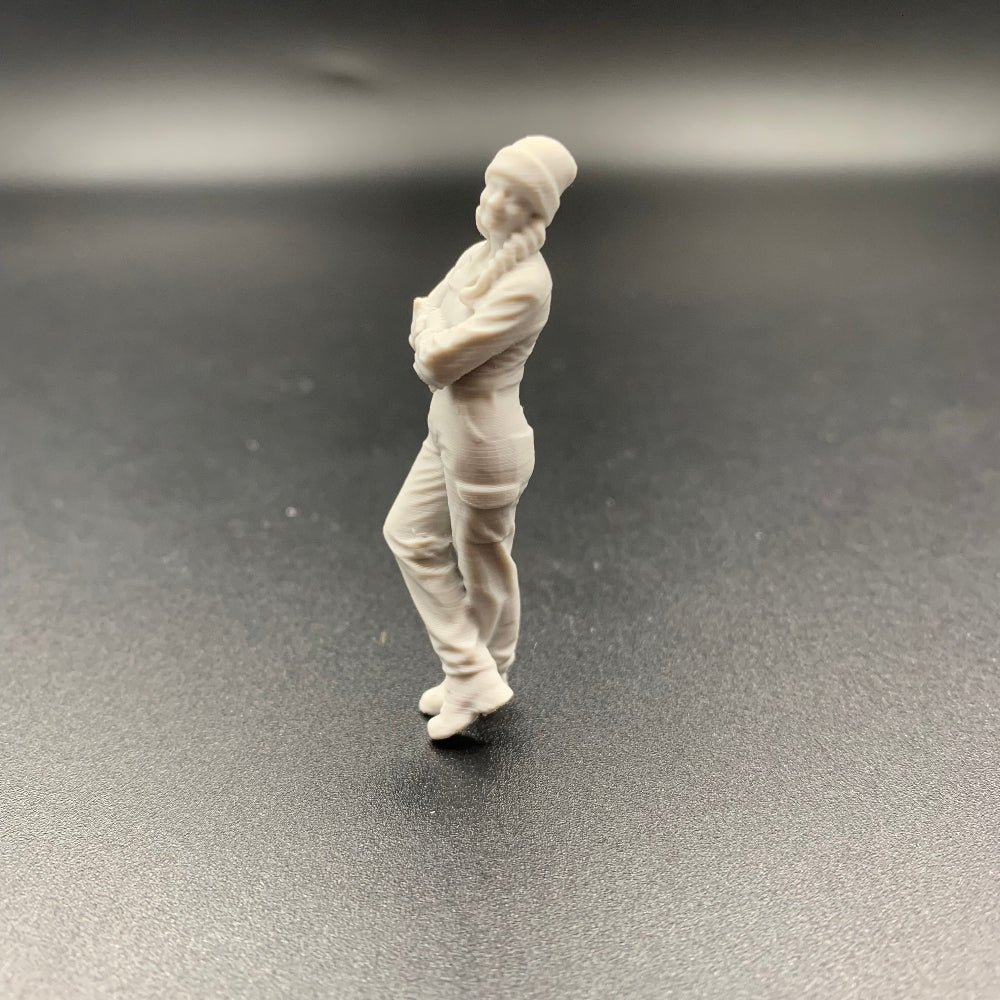 Female Mechanic Engineer Crew Figure Leaning