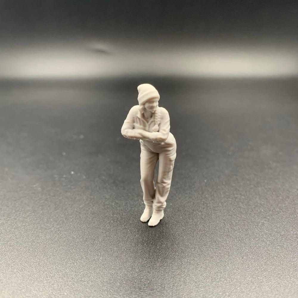 Female Engineer Crew Figure Leaning Forward