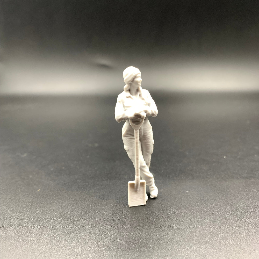 Female Engineer Leaning on Shovel pictured 1:32 scale
