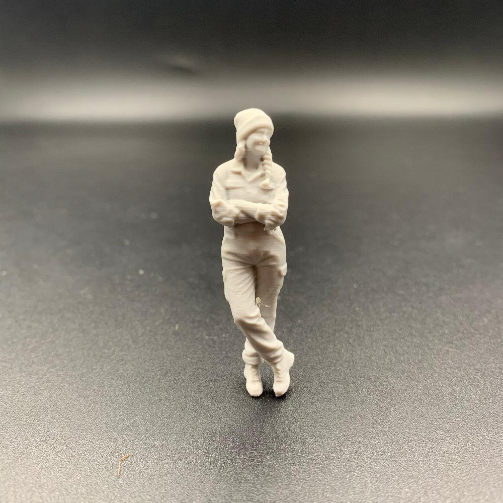 Female Mechanic Engineer Crew Figure Leaning Model Boats