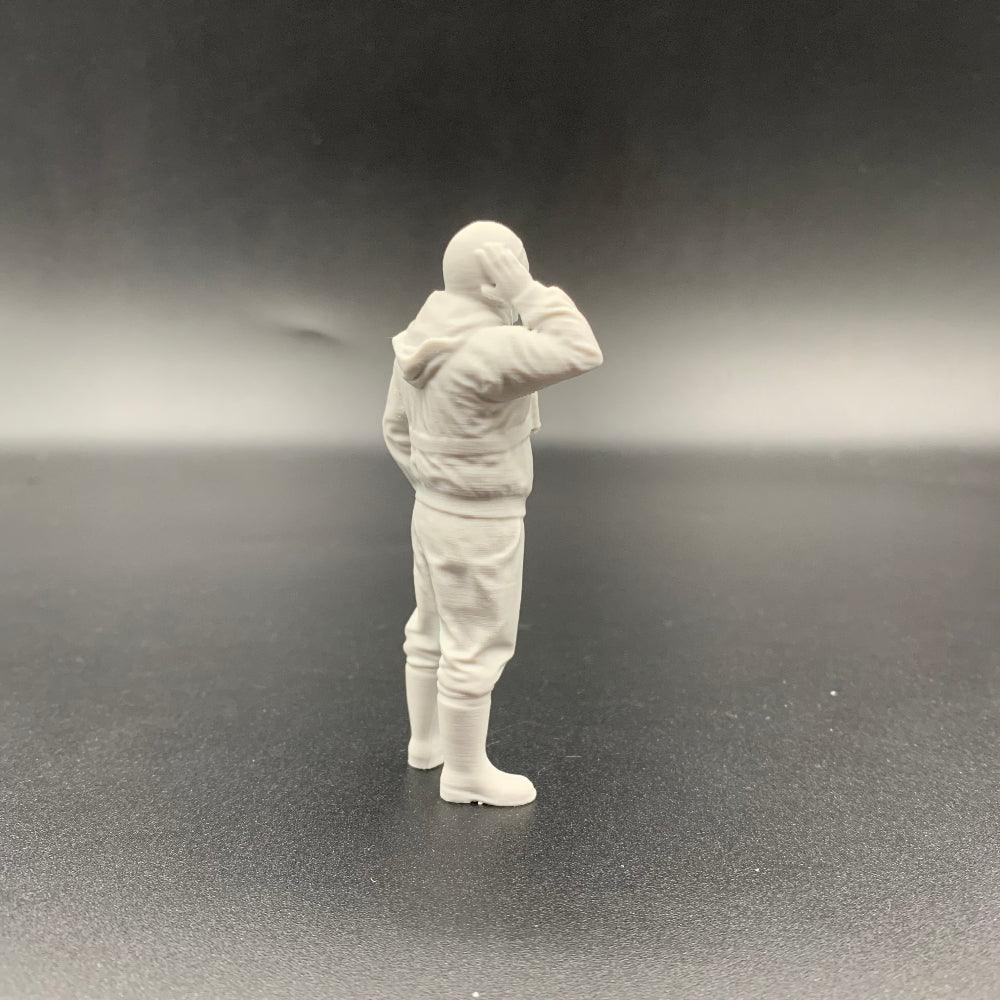 Fisherman crew figure for model boats with relaxed posture and lifelike casual stance