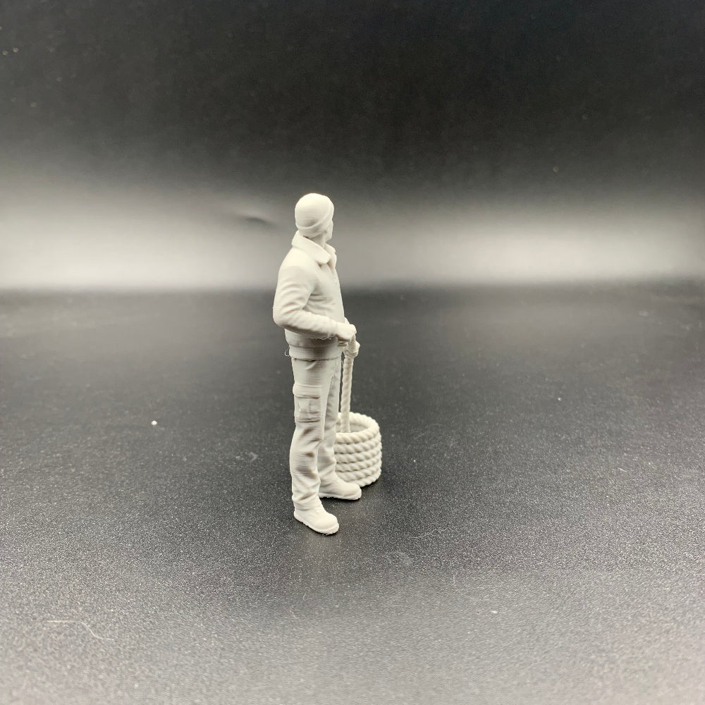 Fisherman with rope coil for model boats and dioramas