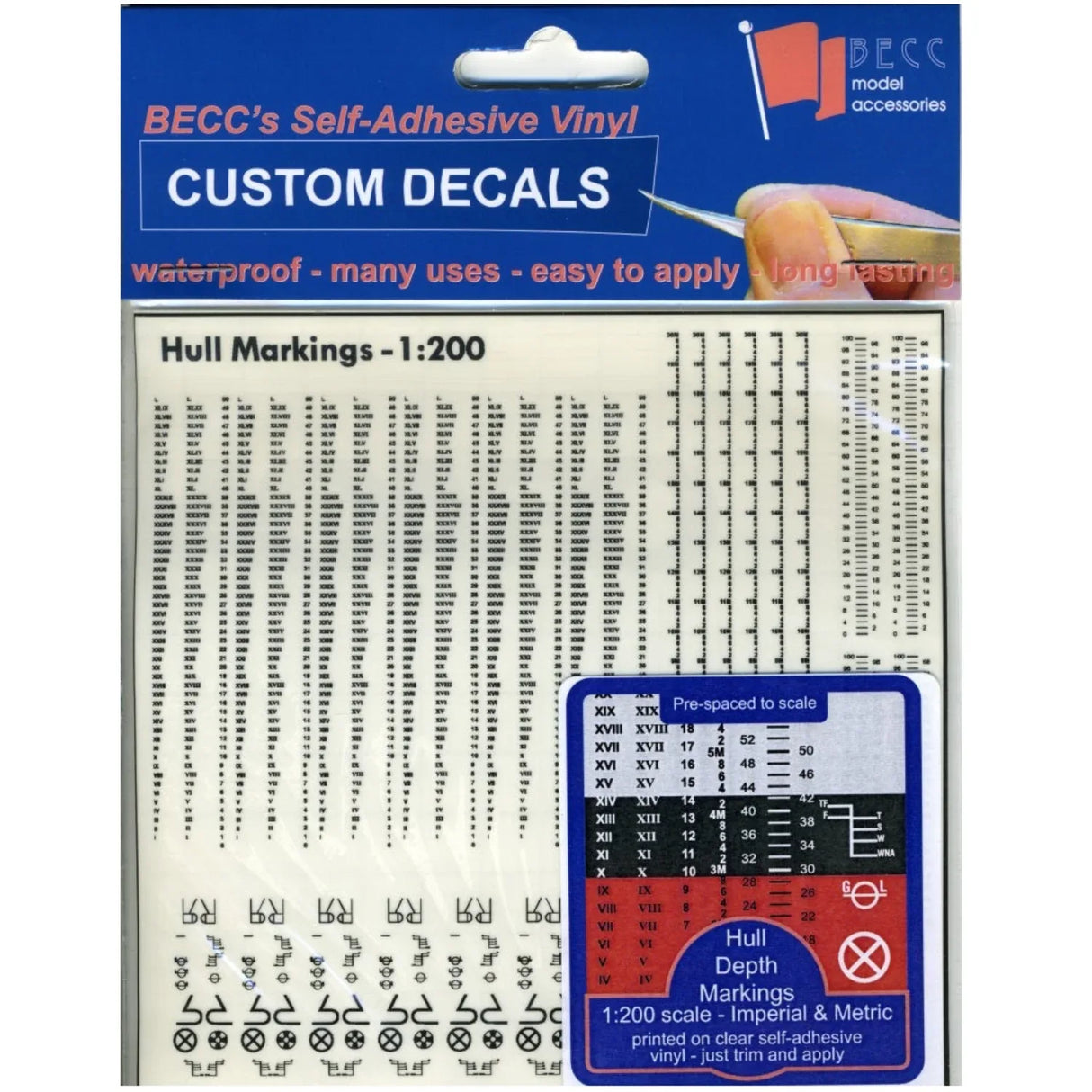 Hull Waterline Markings Black Metric & Imperial 1:200 Scale - Model Realm