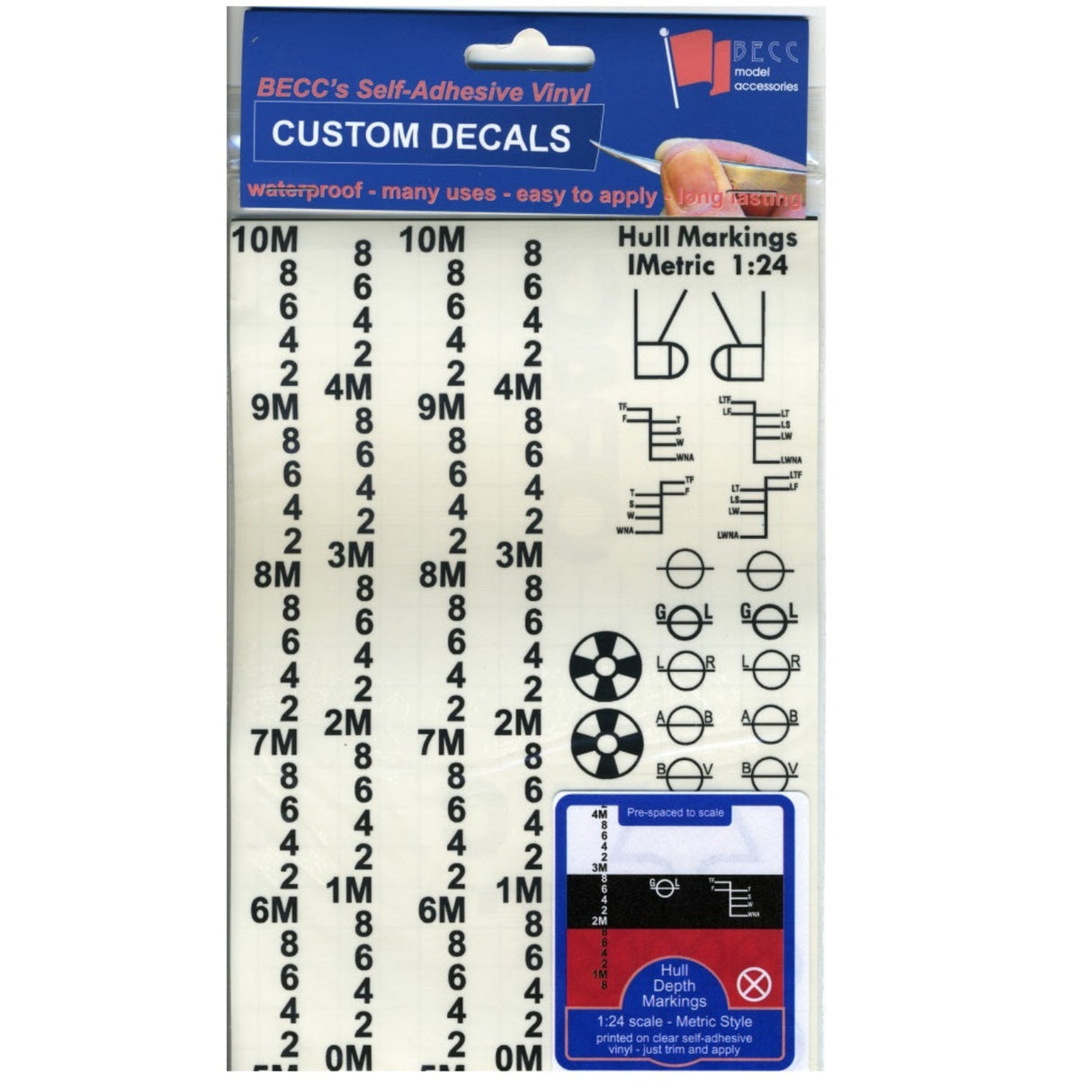 Hull Waterline Markings Metric Black 1:24 Scale