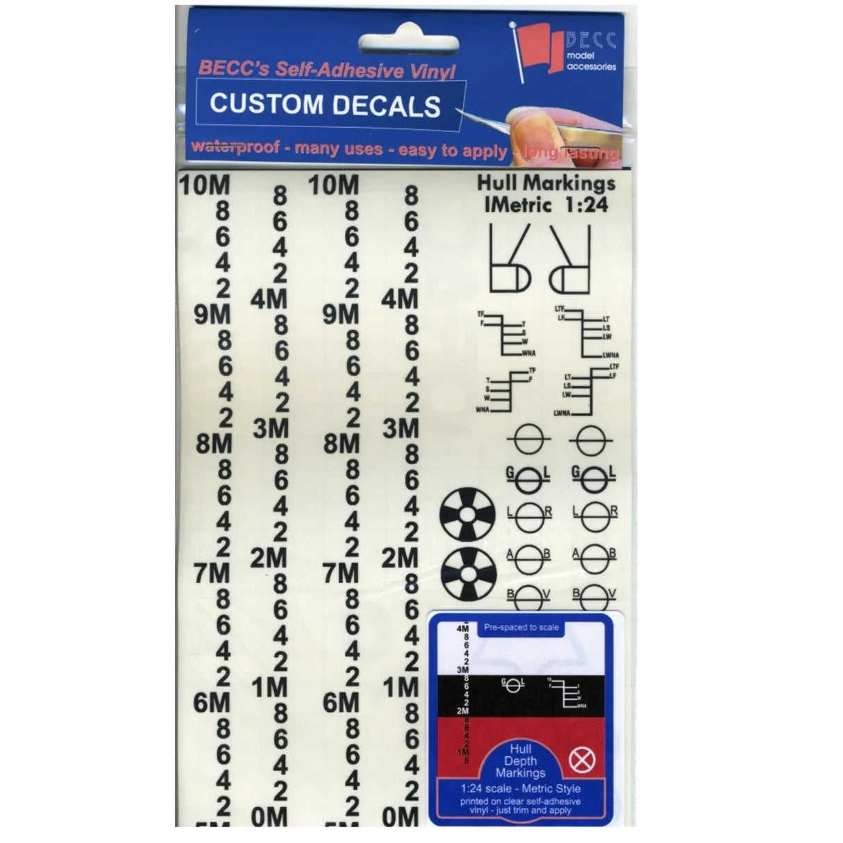 Hull Waterline Markings Metric Black 1:24 Scale - Model Realm