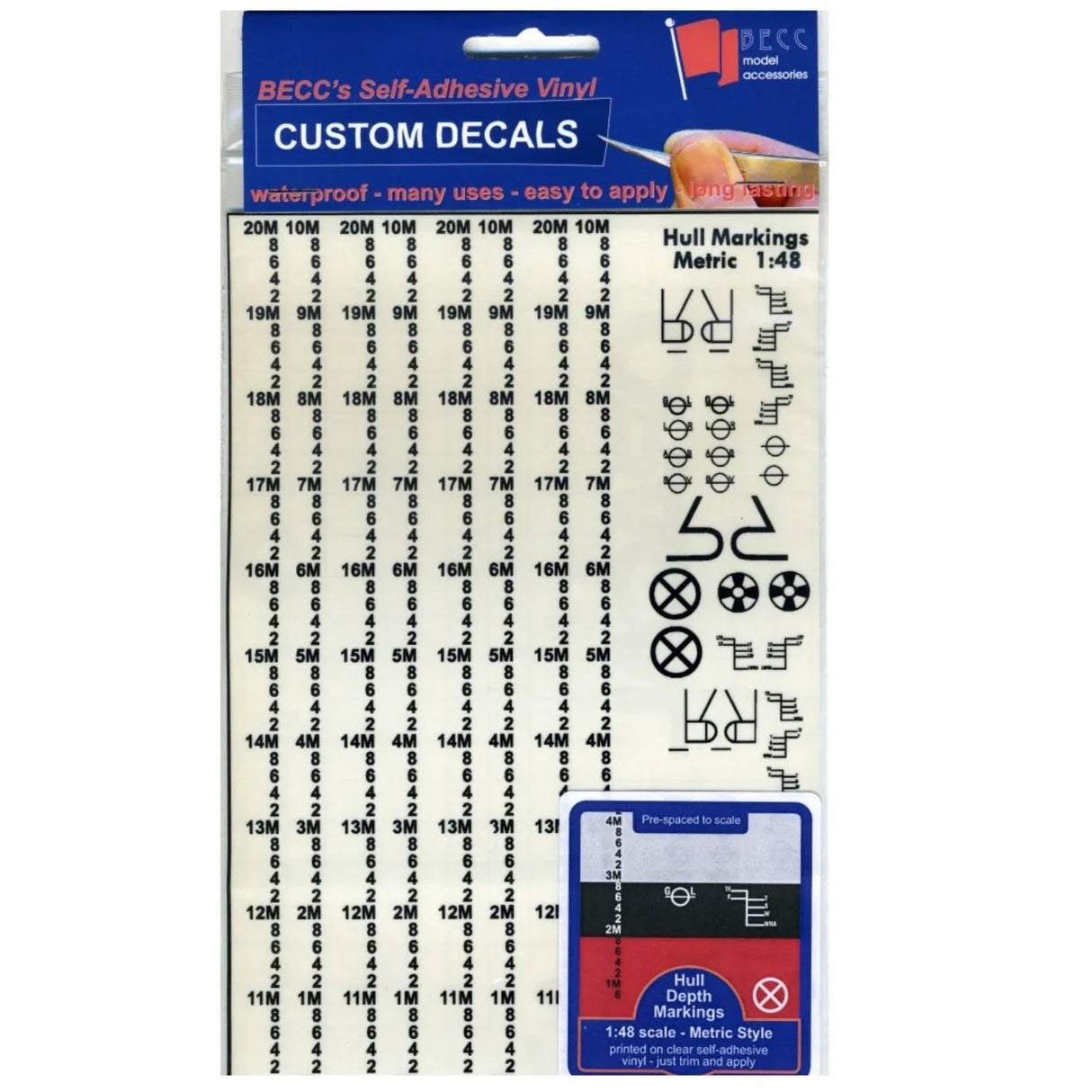 Hull Waterline Markings Metric Black 1:48 Scale - Model Realm