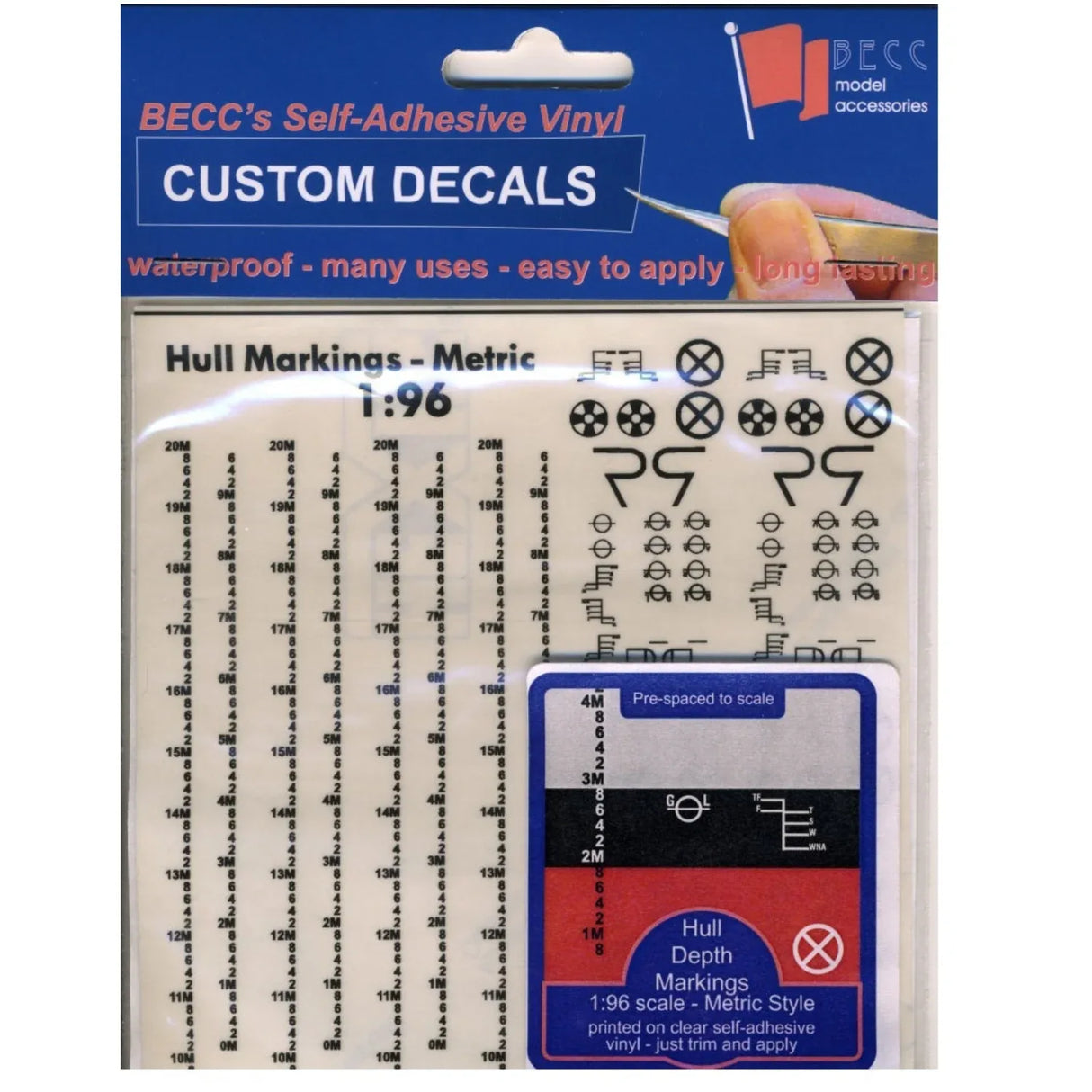 Hull Waterline Markings Metric Black 1:96 Scale - Model Realm