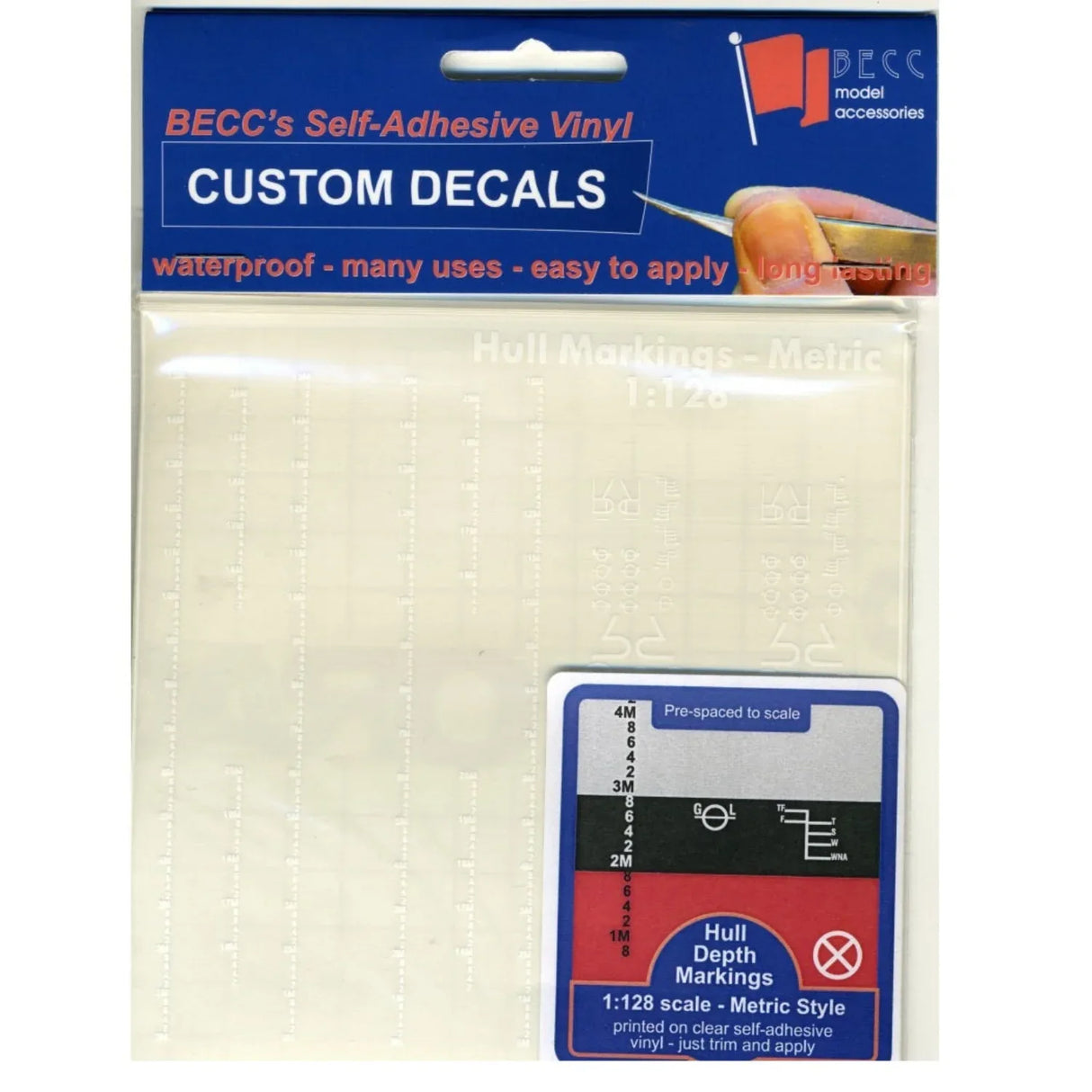 Hull Waterline Markings Metric White 1:128 Scale - Model Realm