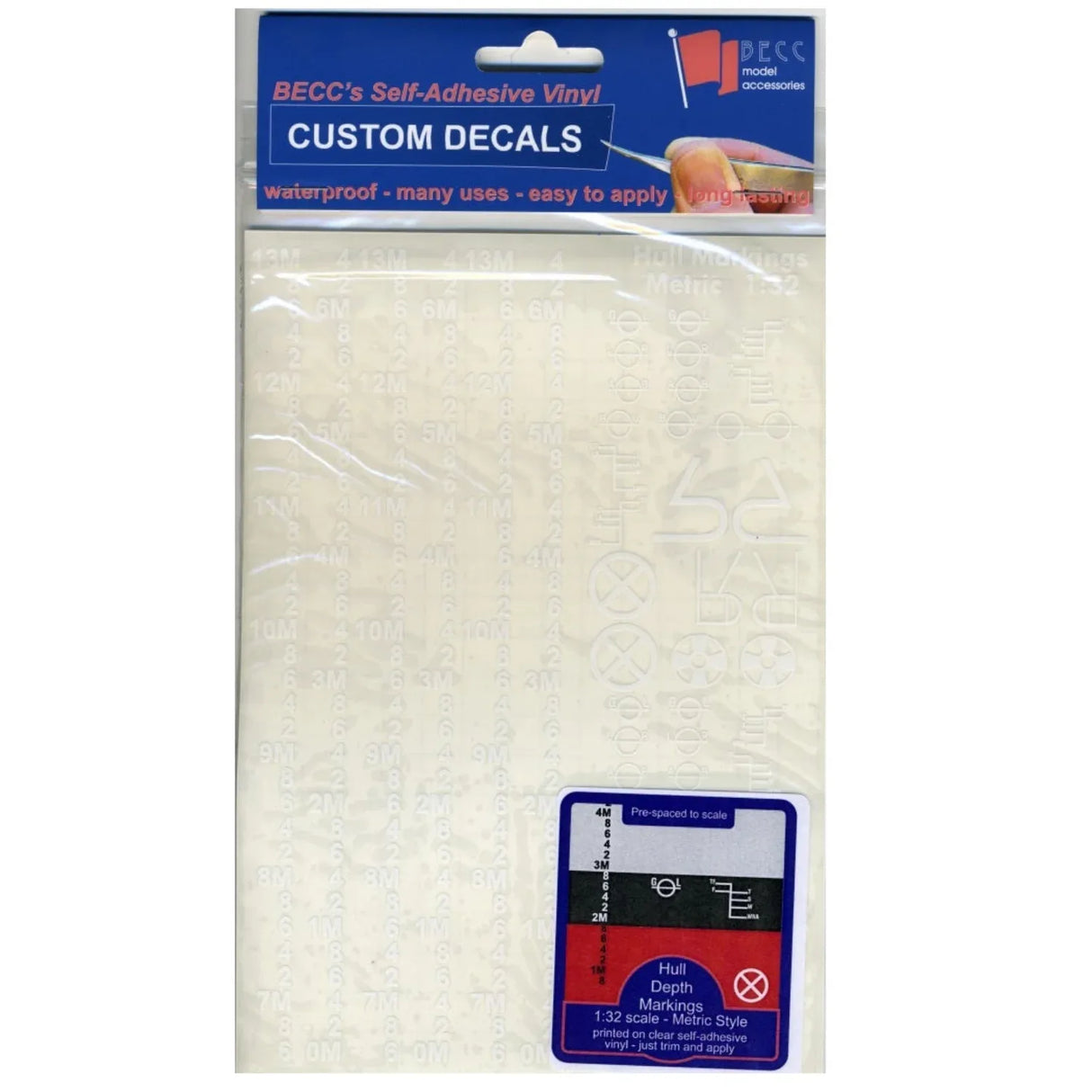 Hull Waterline Markings Metric White 1:32 Scale - Model Realm