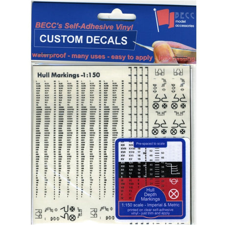 Hull Waterline Markings Black Metric & Imperial 1:150 Scale -  -  - Model Realm