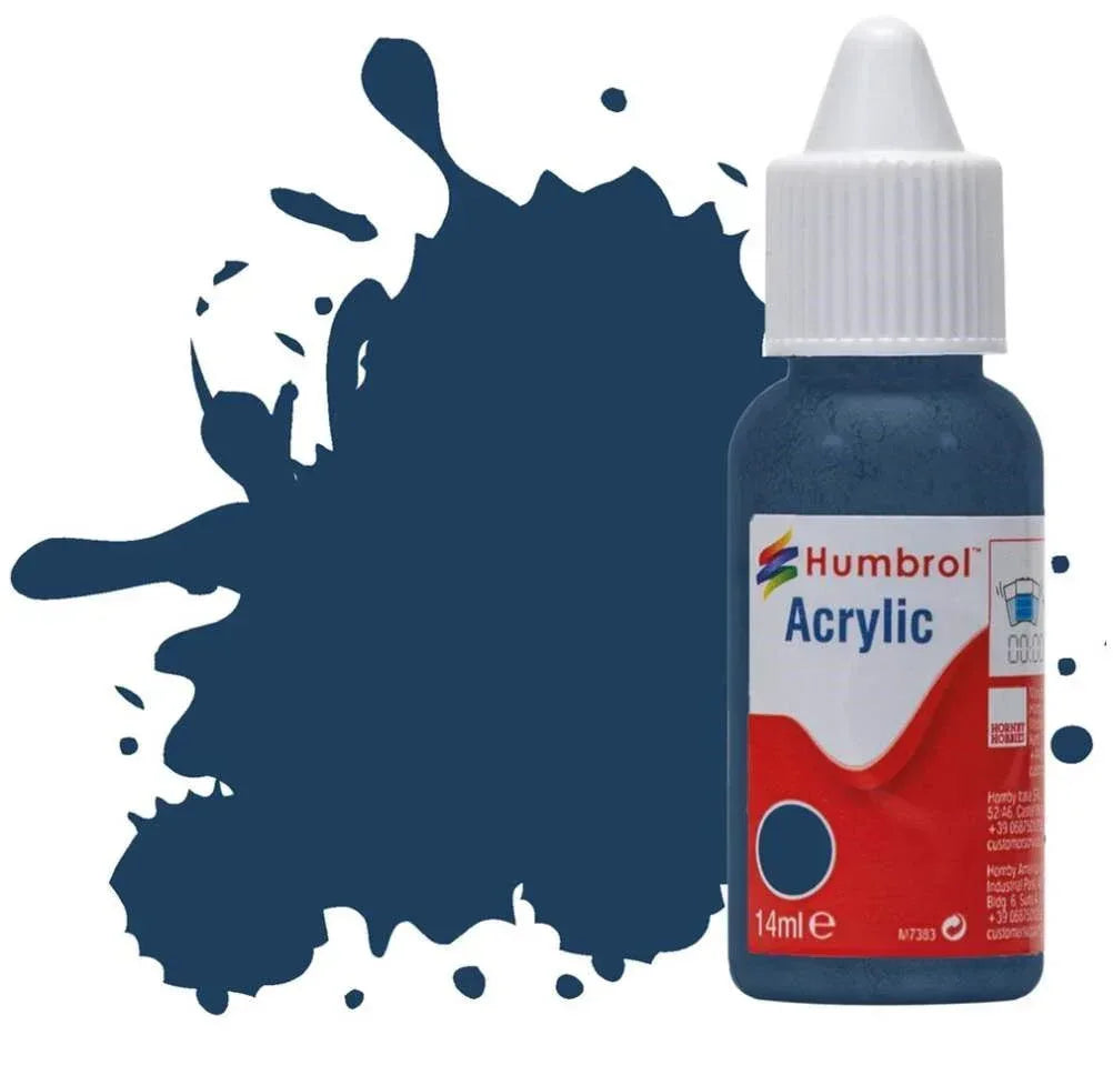 Humbrol No 104 Oxford Blue Matt - 14ml Acrylic Dropper Bottle - Model Realm