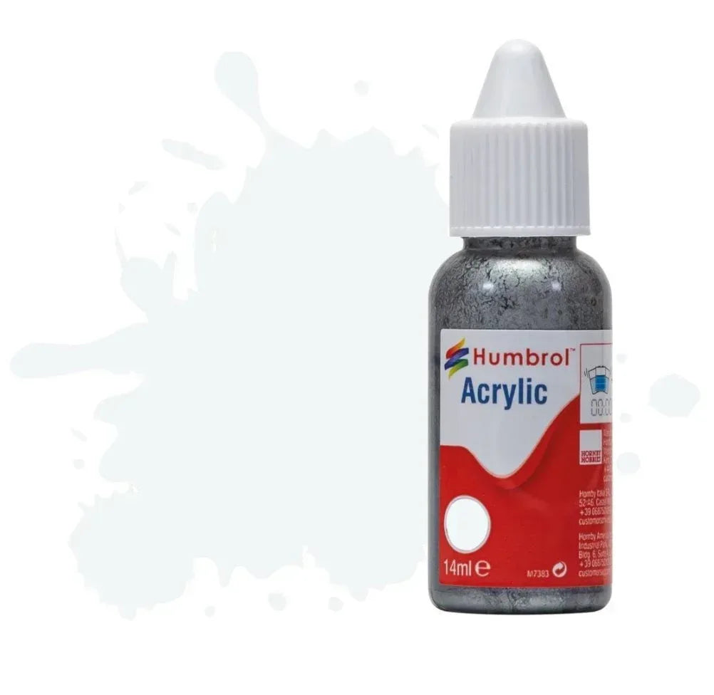 Humbrol No 34 White - Matt - 14ml Acrylic Dropper Bottle - Model Realm