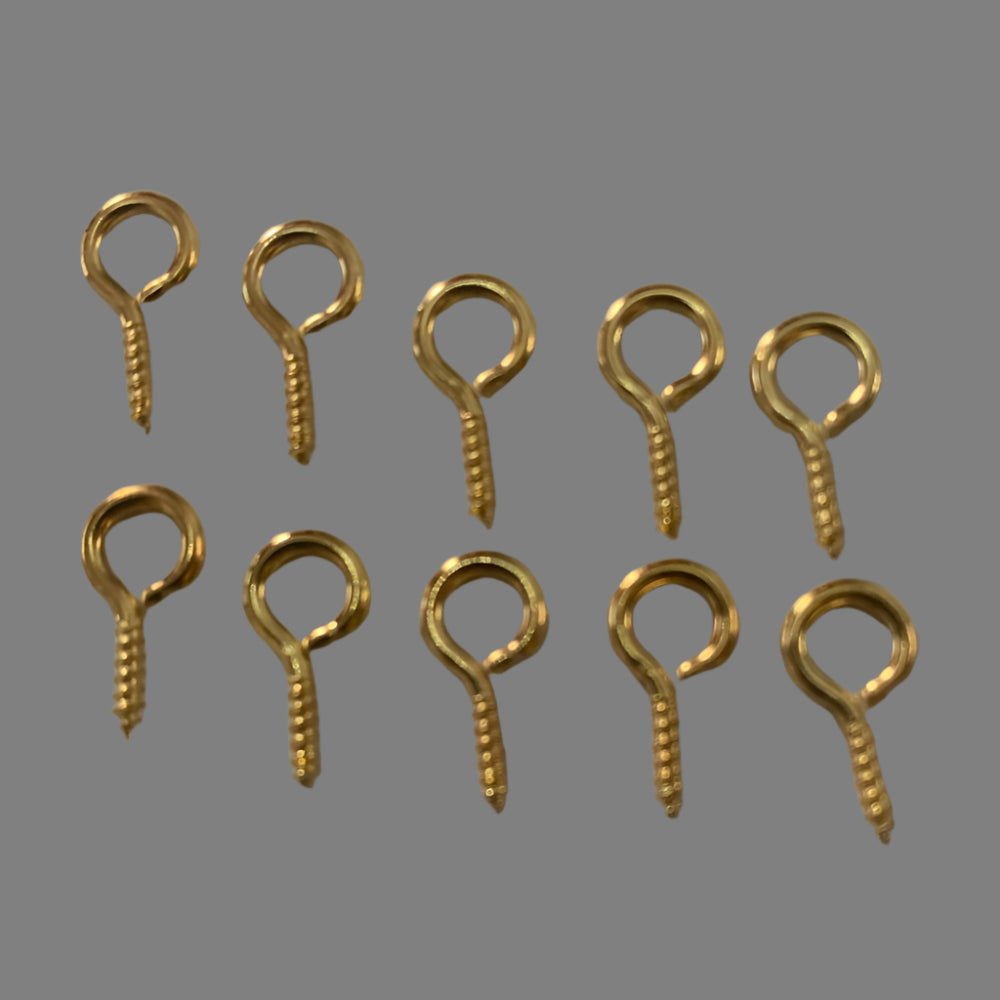 Ten Gold eye screws for model boats, fittings, and crafts