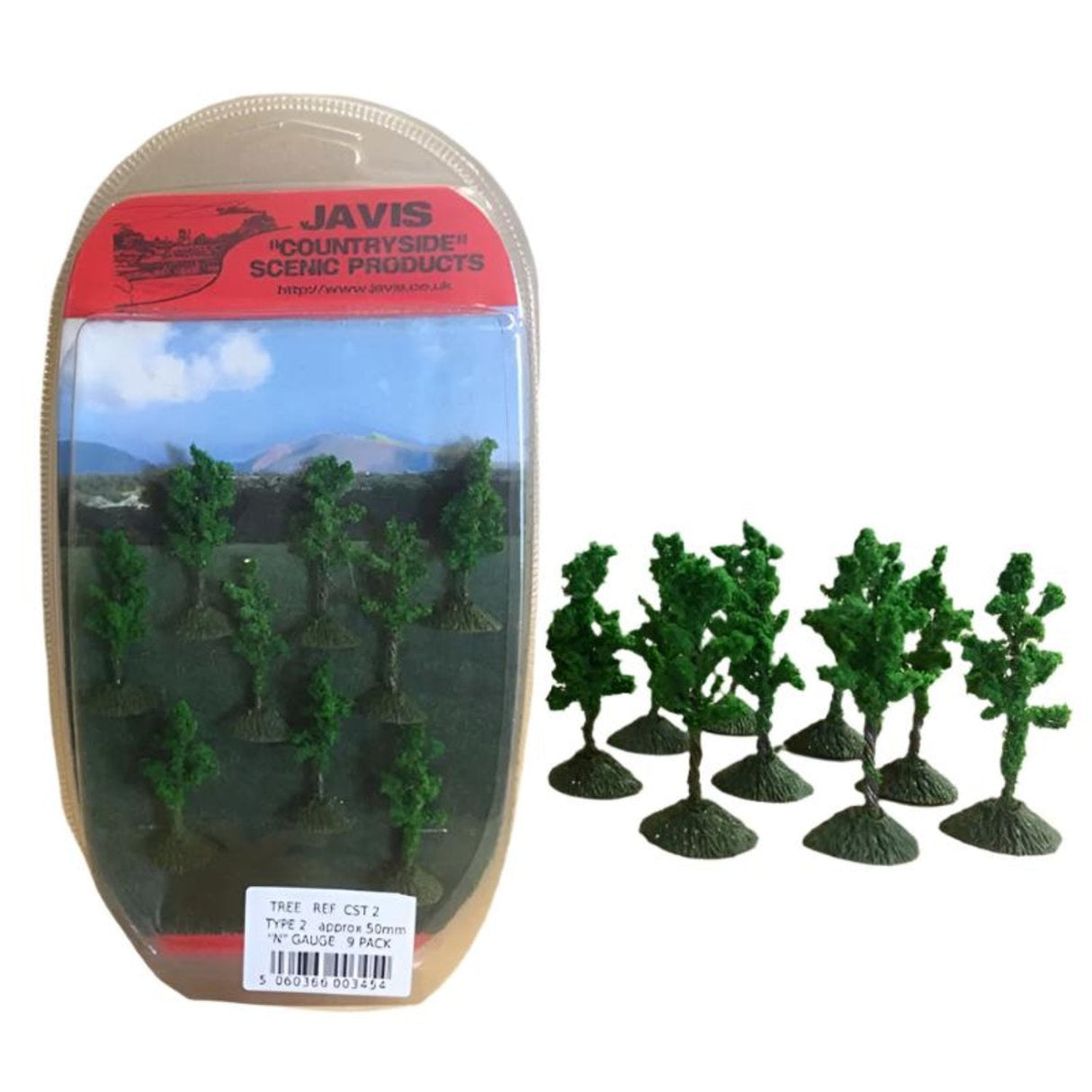 Javis Trees OO Gauge Countryside Trees 9 x 50mm - - - Model Realm