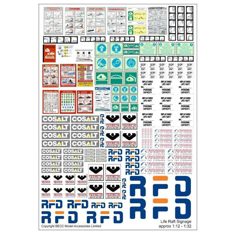 Life Raft Signage 1:10 - 1:32 Scale - Model Realm