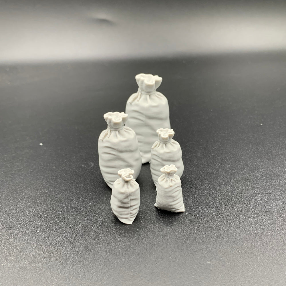 Miniature flour sacks for scale models, model boats, dioramas.