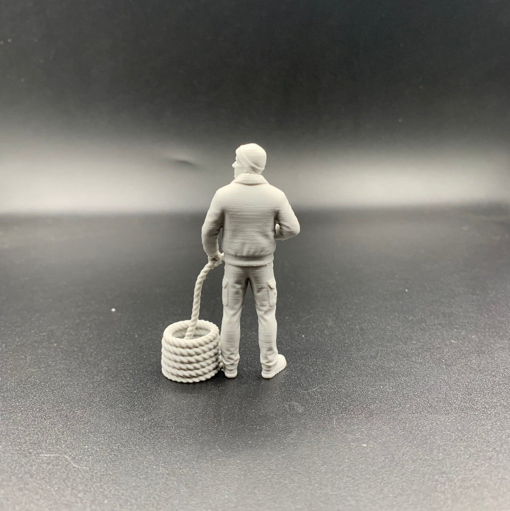 Model Boat and diorama crew figure fisherman