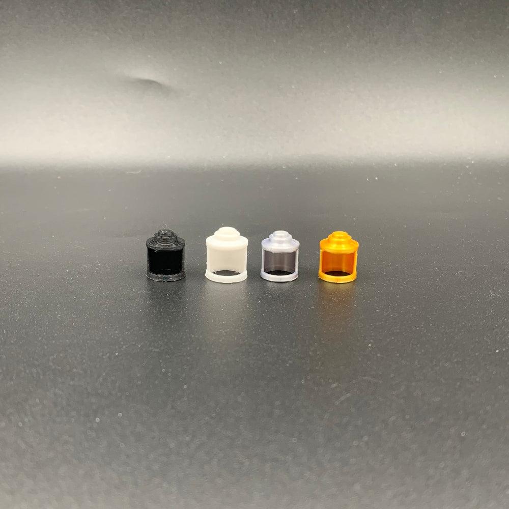 Navigation lamp housing detail components in black, grey, white, silver, and gold for RC boats and scale models