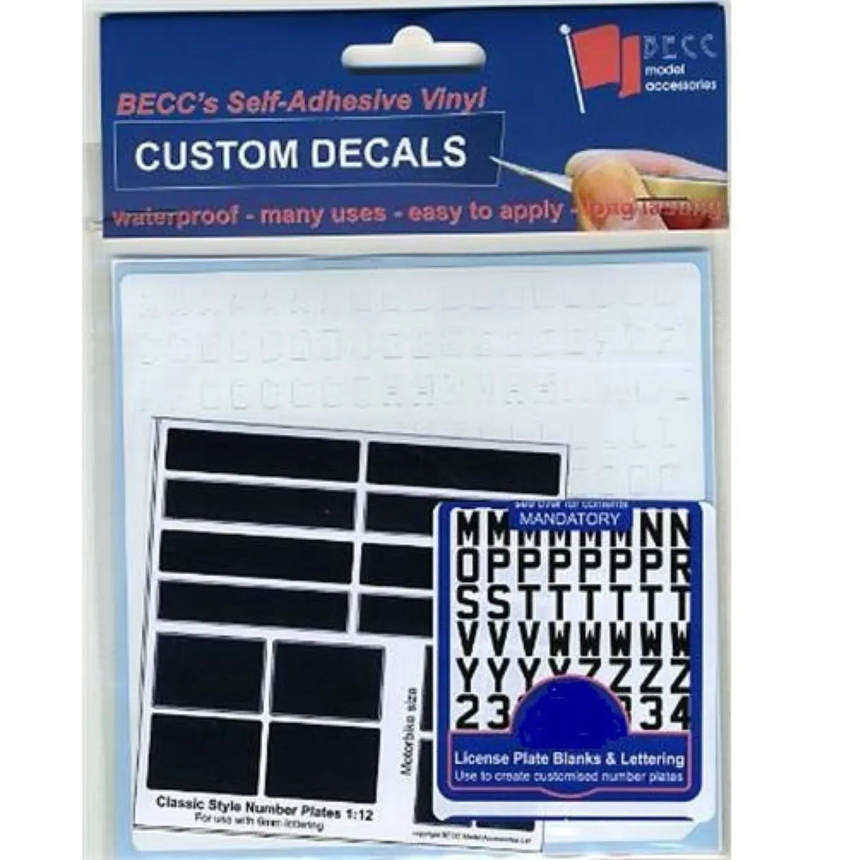 Number Plate Set 8mm Vinyl Classic White - Model Realm