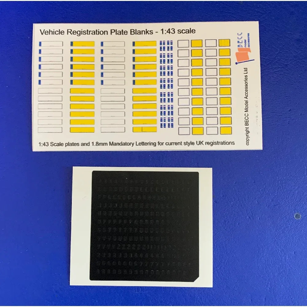 Number Plate Set Mandatory 1.8mm 1:43 scale - Model Realm