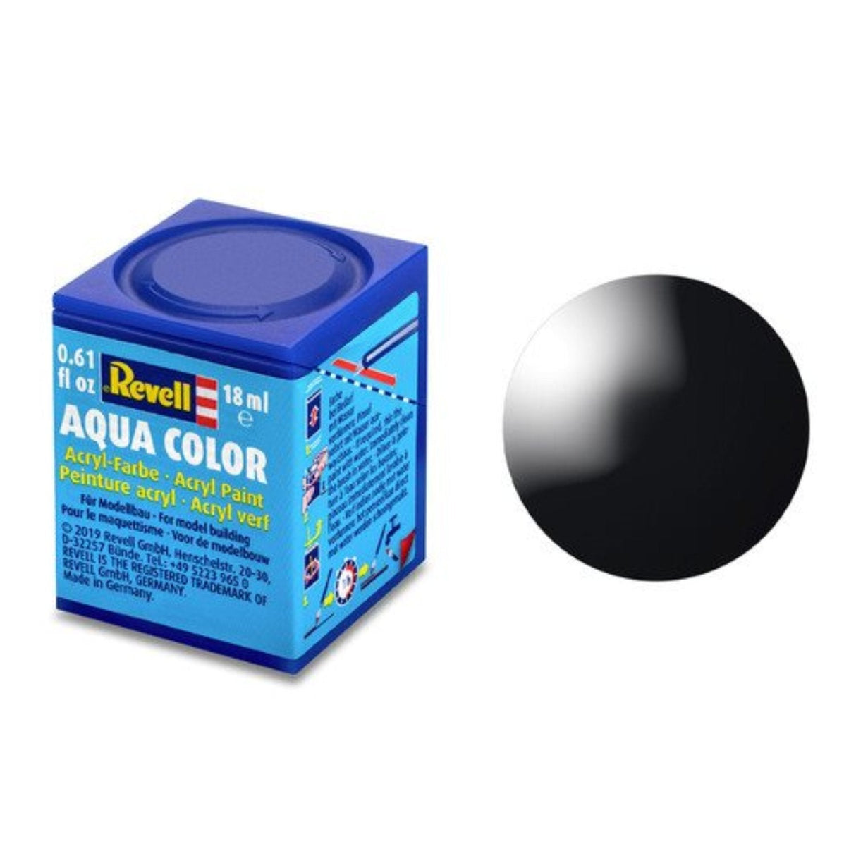 Revell Aqua Color #7 Black Gloss 18ml - - - Model Realm