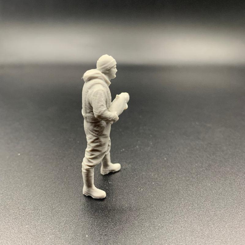 model boat crew figure with fish in hands