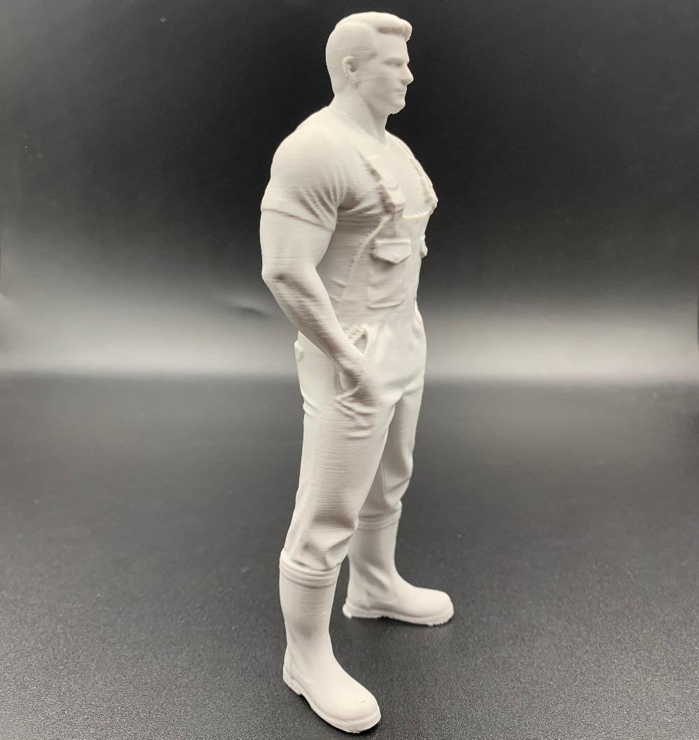 side view model boat crew figure or farm hand