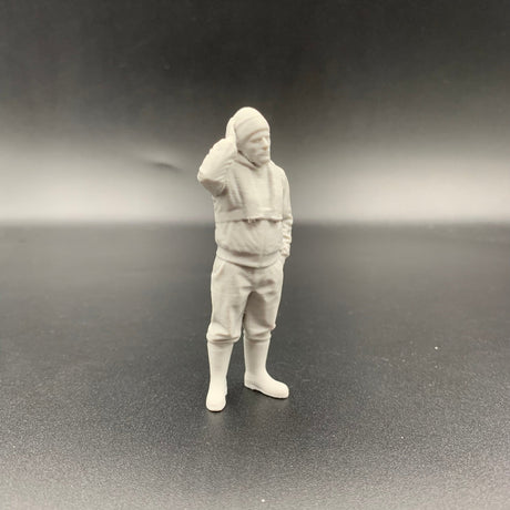 3D printed maritime crew figure standing in reflective pose for model boat deck detailing