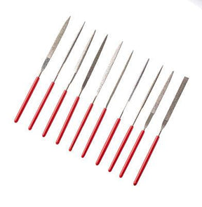 10-piece diamond needle file set in wallet case for precision filing, shaping and detailing in jewellery and model making