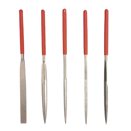 5-piece diamond warding file set with 180mm heavy duty files for precision shaping and material removal in metal and craft work