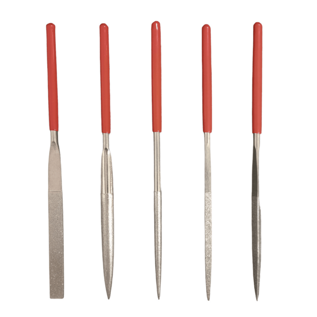 5-piece diamond warding file set with 180mm heavy duty files for precision shaping and material removal in metal and craft work