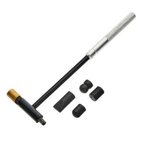 6-piece watchmakers mallet set with interchangeable nylon, brass, rubber and wood heads for precision jewellery and watch repair work