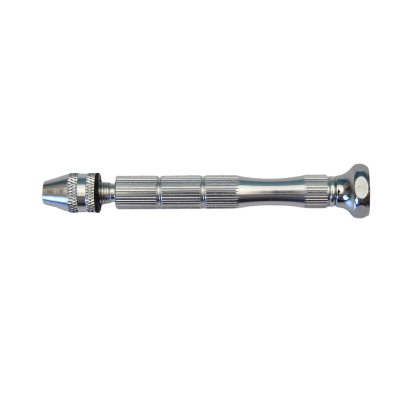 Precision pin vice with 3 jaw micro chuck designed to securely hold 0.1 to 2.5mm drill bits for fine detail drilling work