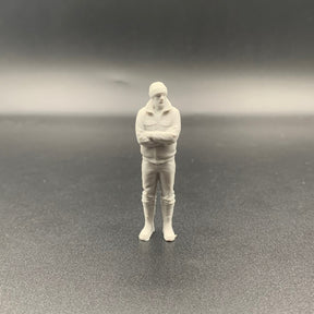 Arms folded fisherman crew figure for model boats and harbour dioramas, 3D printed PLA model