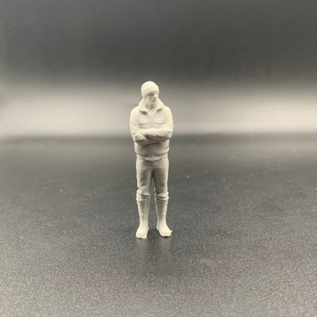 Arms folded fisherman crew figure for model boats front view