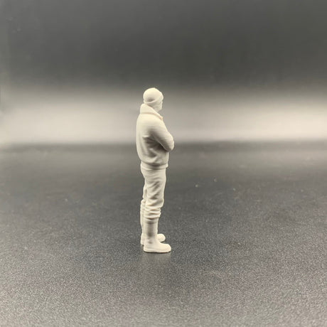 Arms folded fisherman crew figure for model boats side view