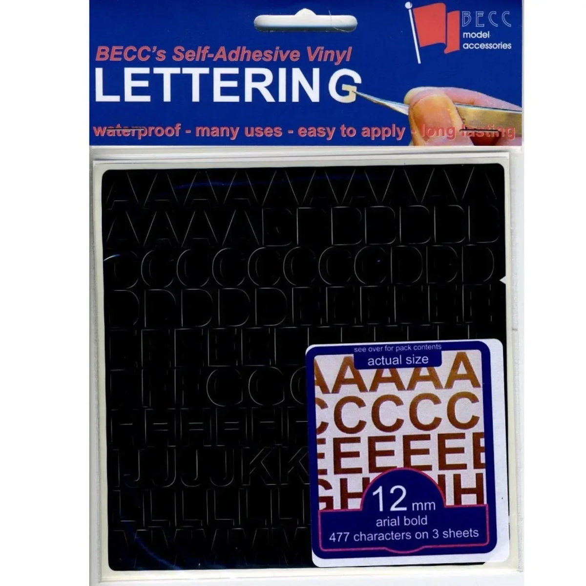Becc  Black Self-Adhesive Vinyl Letters and Numbers for Model Boats - Model Realm
