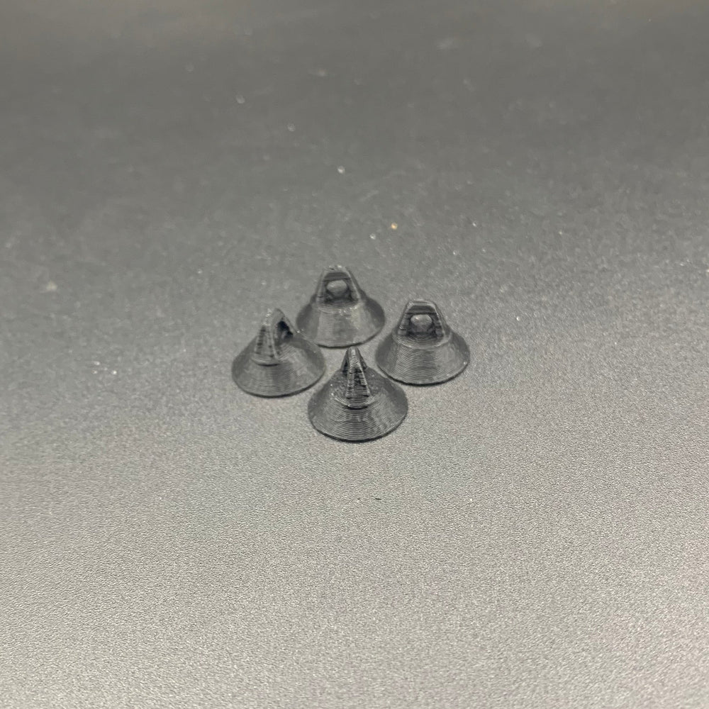 Black 3D printed rope caps for maritime model boats