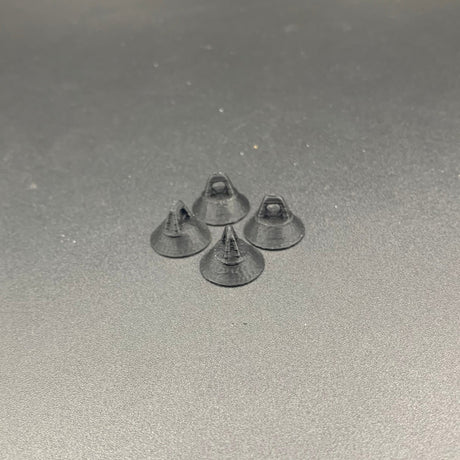 Black 3D printed rope caps for maritime model boats