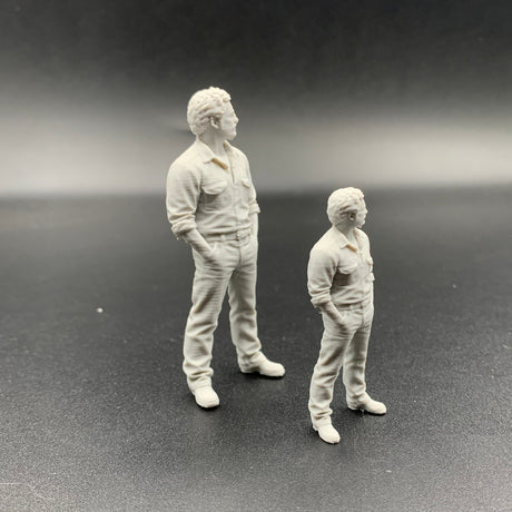 Detailed 3D printed scale figure wearing everyday work clothes and boots