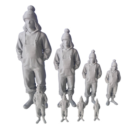 Female fisher figurine, 3D printed in PLA for model boats