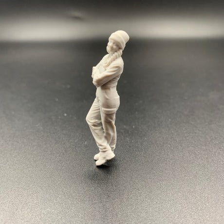 Female Mechanic Engineer Crew Figure Leaning